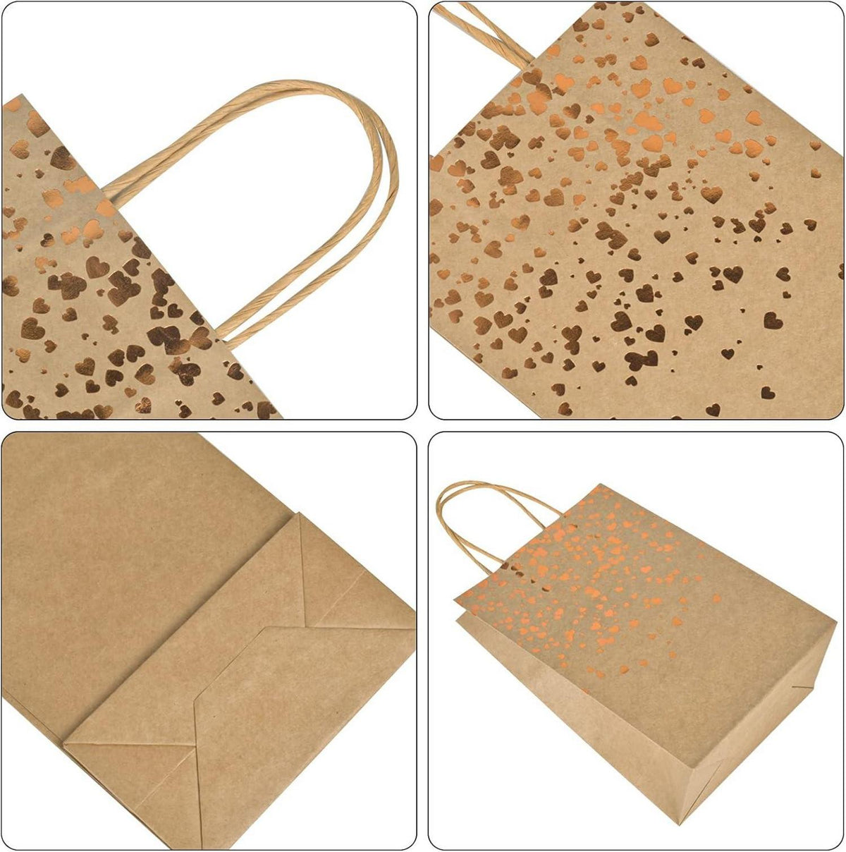 Mikihat Papiertüten Kraftpapier Bronzing Herz Verzierung 10er Pack