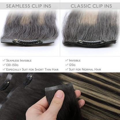 Echthaar Clip-In Extensions Balayage Schwarz-Blond 50cm