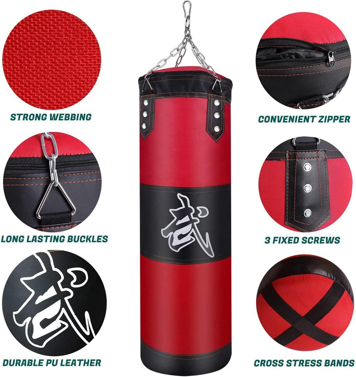 Boxsack-Set Heavy Duty Punchingsäcke UNGEFÜLLT, Hängender Boxing Bag