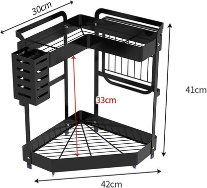 Eck-Gewürzregal 2 Etagen Küchenorganizer Haken Geschenk