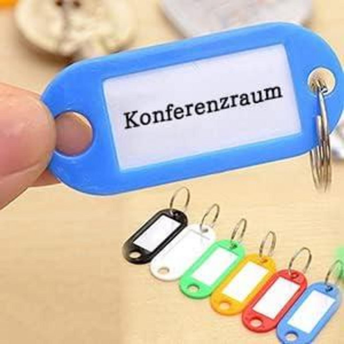 100 Schlüsselanhänger Beschriftbar Kunststoff 5 cm mit Ring