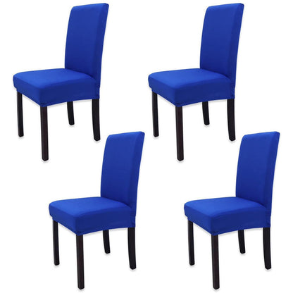 4 Stuhlhussen Elastisch Königsblau - Abnehmbar & Waschbar