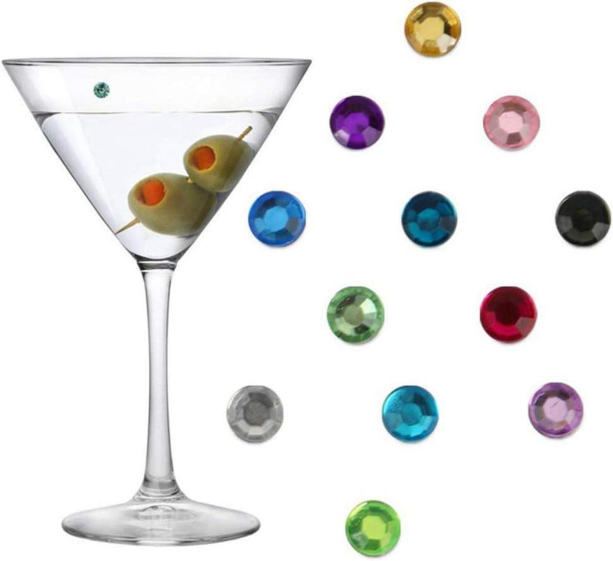 12er Magnetische Weinglas Marker für Cocktails und Partys