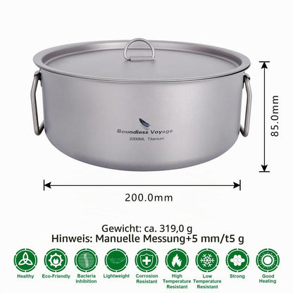 Titan Camping Topf 2L mit Deckel & Klappgriff