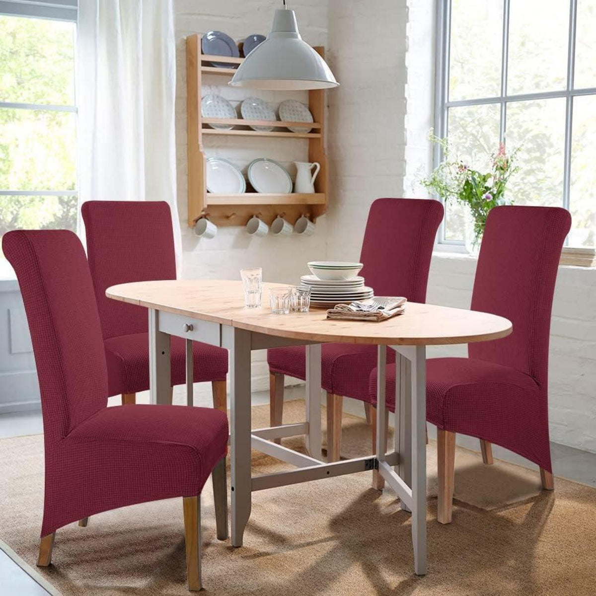 Stuhlhussen 4er-Set Stretch XL – Rotwein