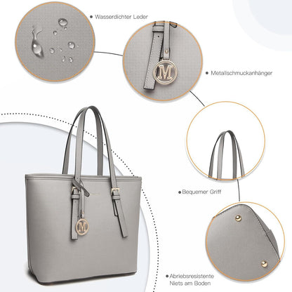 Große Miss Lulu Damen Handtasche Shopper Tote Bag Grau