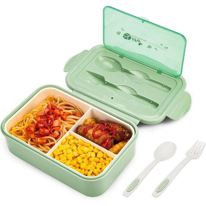 BIBURY Lunchbox Bento Box mit 3 Fächern Besteck