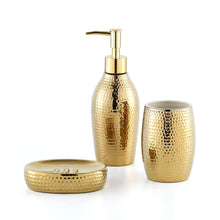 Goldfarbenes Seifenspender Set 3-tlg. – Keramik Badaccessoires