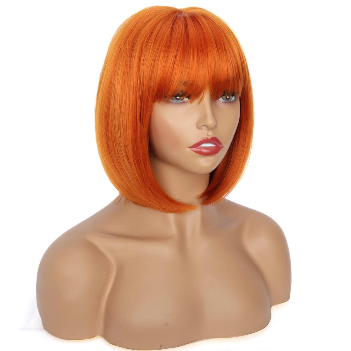 Orange Bob Perücke mit Pony – Kurz, Gerade, Synthetisch