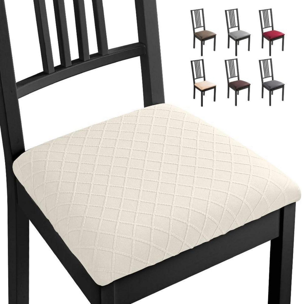 Stuhlhussen 4er Set Spandex Jacquard Milchweiß