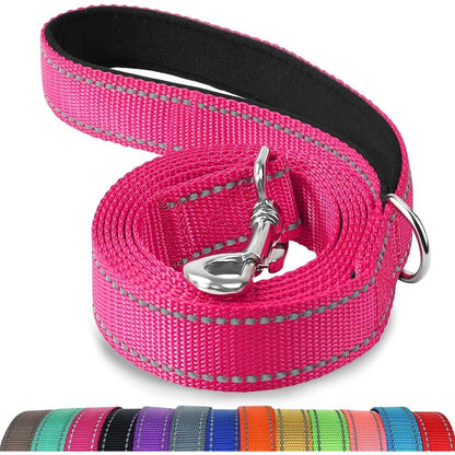 Hundeleine reflektierend, gepolsterter Griff, 1,5m, Hotpink
