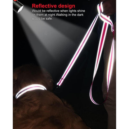 Hundeleine reflektierend, gepolsterter Griff, 1,5m, Hotpink