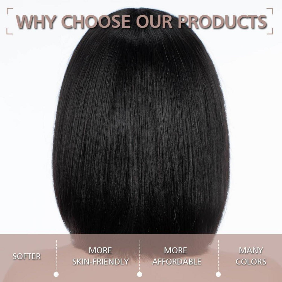 Kurze schwarze Bob Perücke mit Pony – Synthetisch & Vielseitig