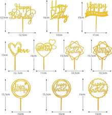 Goldene Happy Birthday Tortendeko Set Acryl Glitter Cake