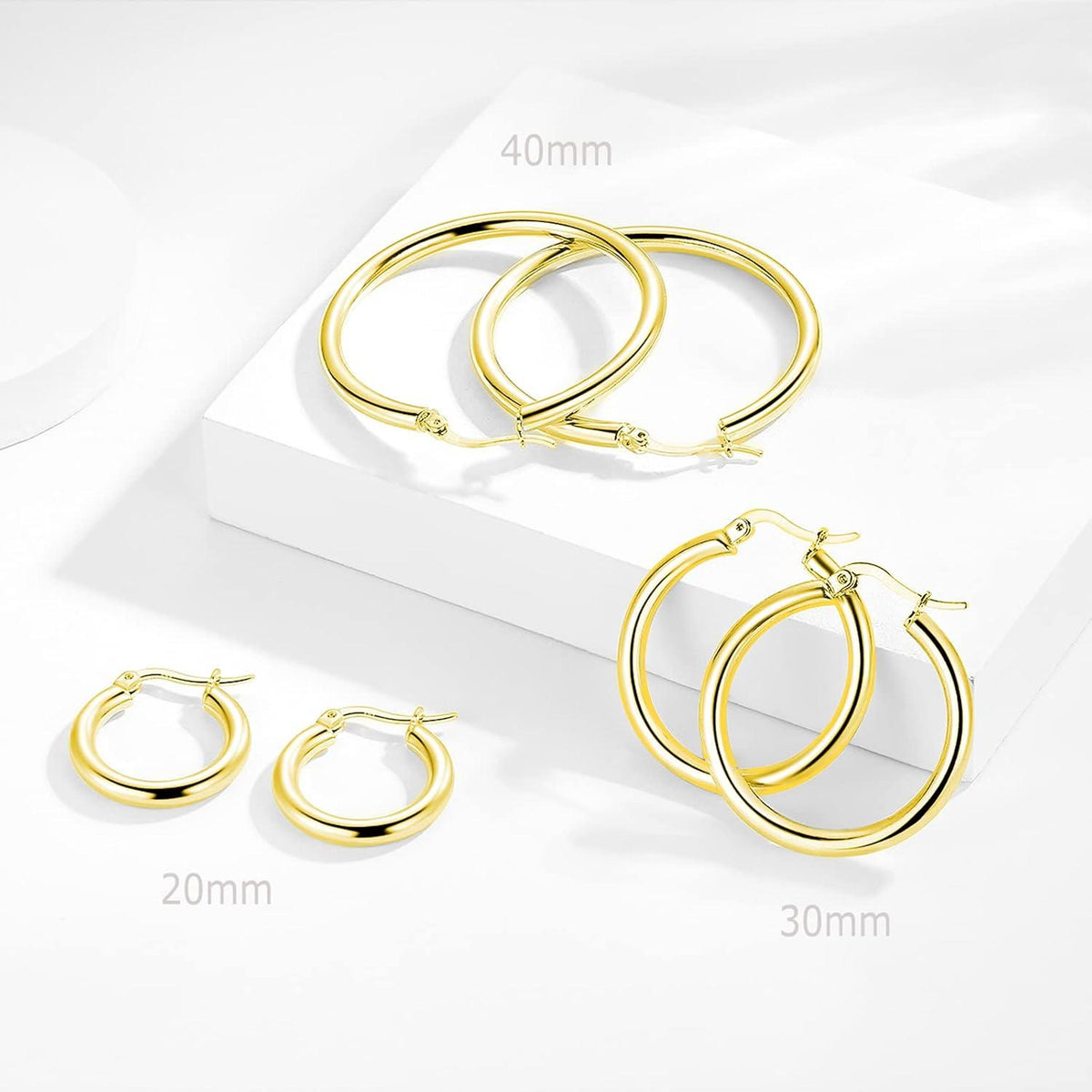 Sterlingsilber Creolen Runde hypoallergene Ohrringe elegant 20mm Gold
