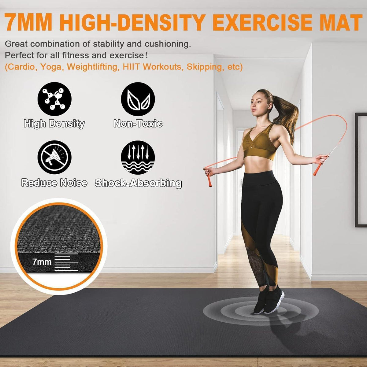 Fitnessmatte rutschfest extra dick für Laufband und Heimtraining