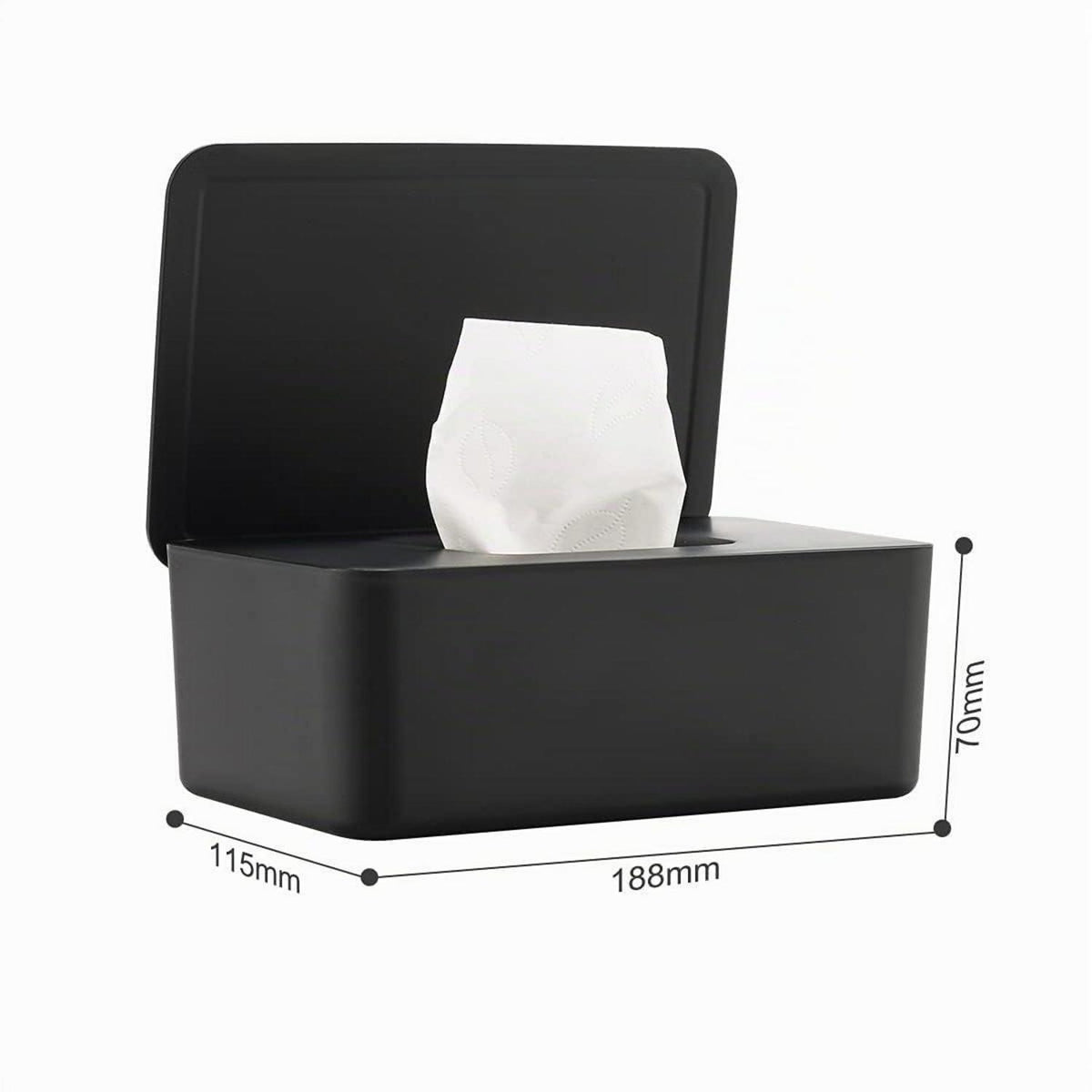 Feuchttücher Box mit Deckel – Frisch & Staubdicht (Schwarz)