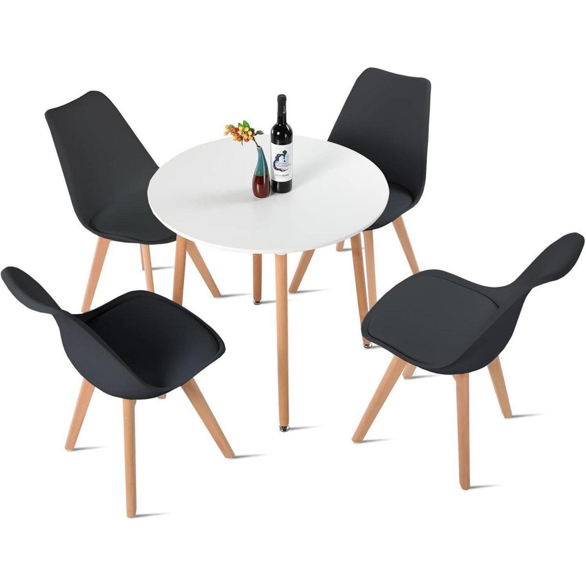 Esstisch Set aus Holz mit 4 skandinavischen Stühlen