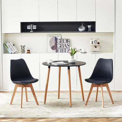 Essgruppe Schwarz mit 2 Modernen Esszimmerstühlen 80cm