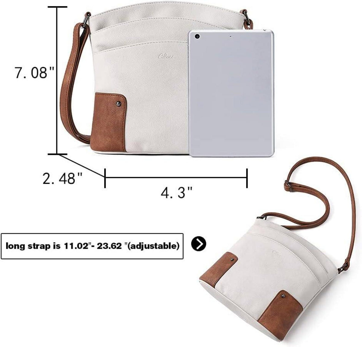 CLUCI Umhängetasche Damen Klein Crossbody Beige Braun