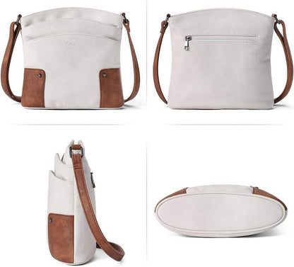 CLUCI Damen Umhängetasche Crossbody Clutch Beige Braun PU-Leder