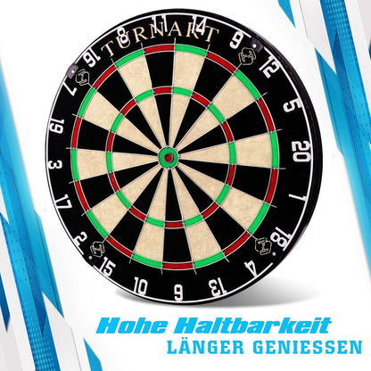 Dartscheibe Kork 45CM Steeldart 6 Dartpfeile Metallspitze