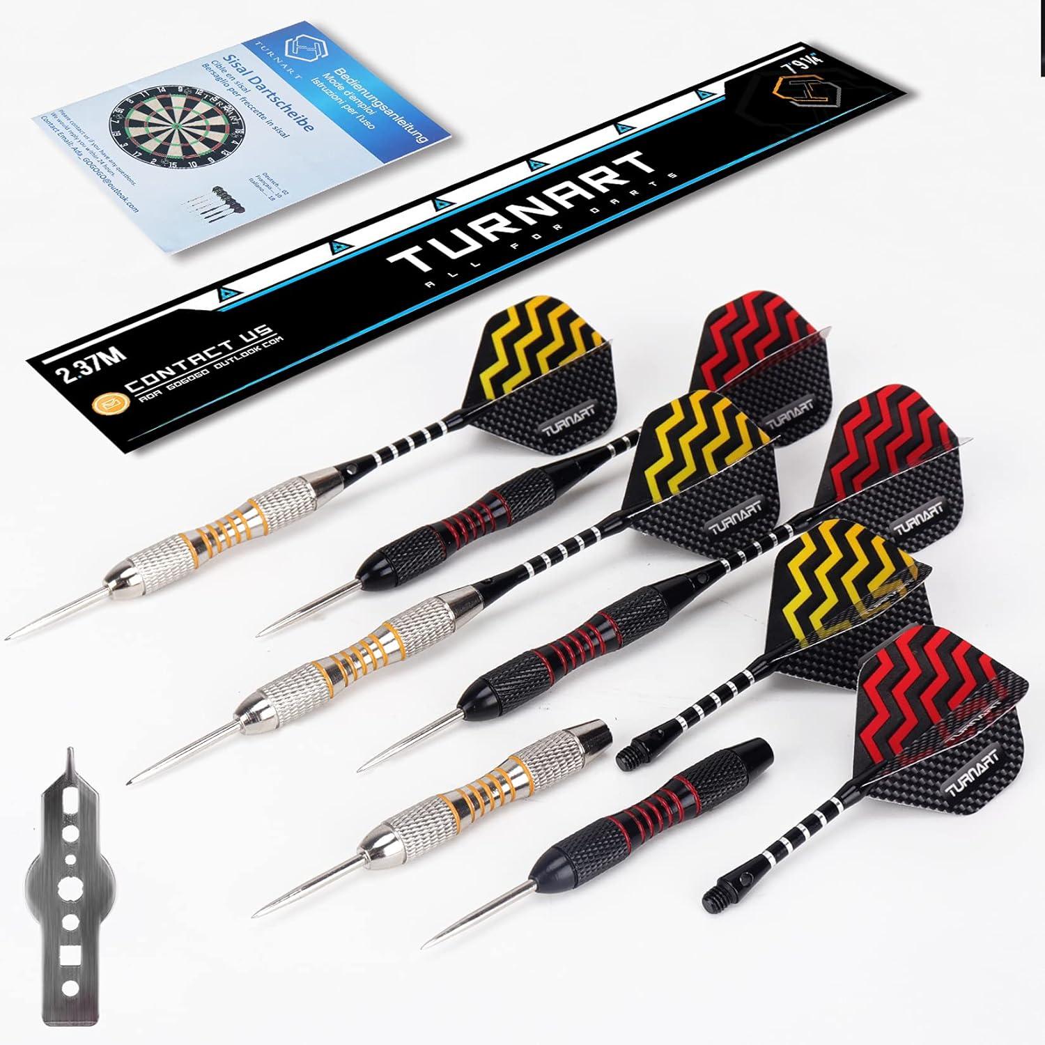 Dartscheibe Kork 45CM Steeldart Profi Set 6 Dartpfeile Oche