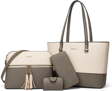 Damen Handtasche Set Tote Schultertasche Umhängetasche 4-teilig
