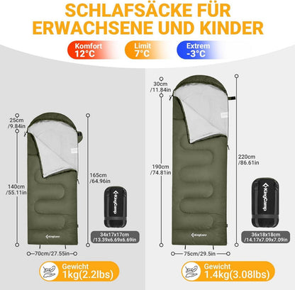 Deckenschlafsack Camping Outdoor 3-4 Jahreszeiten Erwachsene