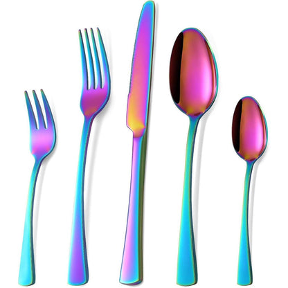 30-teiliges Regenbogen Besteckset für 6 Personen, Edelstahl, Spülmaschinenfest