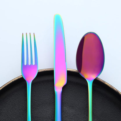30-teiliges Regenbogen Besteckset für 6 Personen, Edelstahl, Spülmaschinenfest