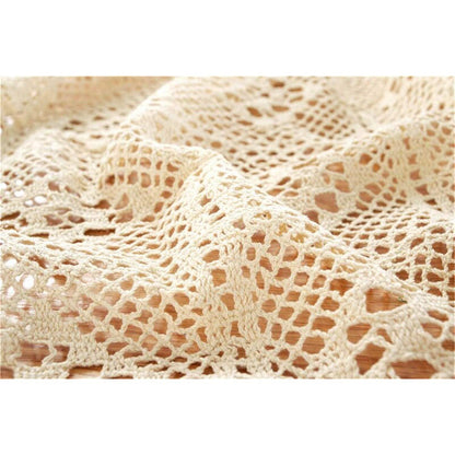 Gehäkelte Tischdecke Rechteckig Baumwolle Beige 140x220 cm