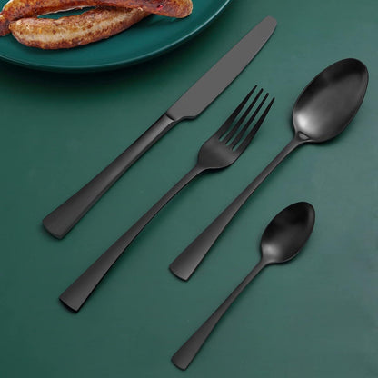 Edelstahl Besteckset Schwarz Matt für 6 Personen, 24-teilig