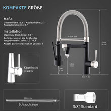 LED Gebürsteter Nickel Schwarz Wasserhahn Küche mit Schloss