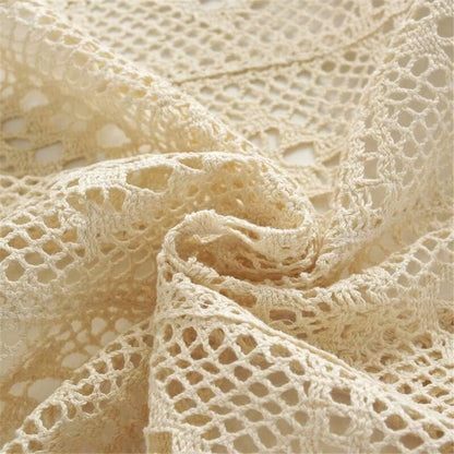Vintage Häkelspitzen Tischdecke Quadratisch Beige 140x140cm