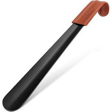 NINEMAX Schuhlöffel Metall Lang 42cm Schwarz Ledergriff