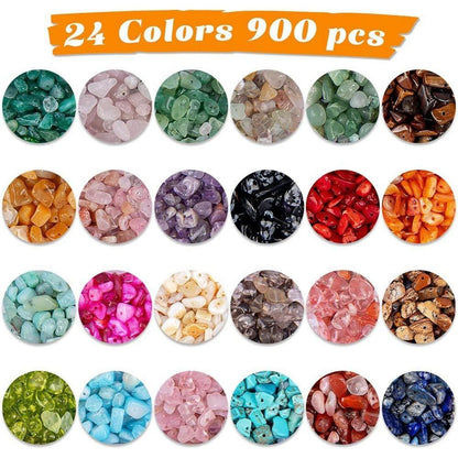 DIY Schmuck Set 24 Farben Naturstein Perlen 5-7mm 1073 Stk