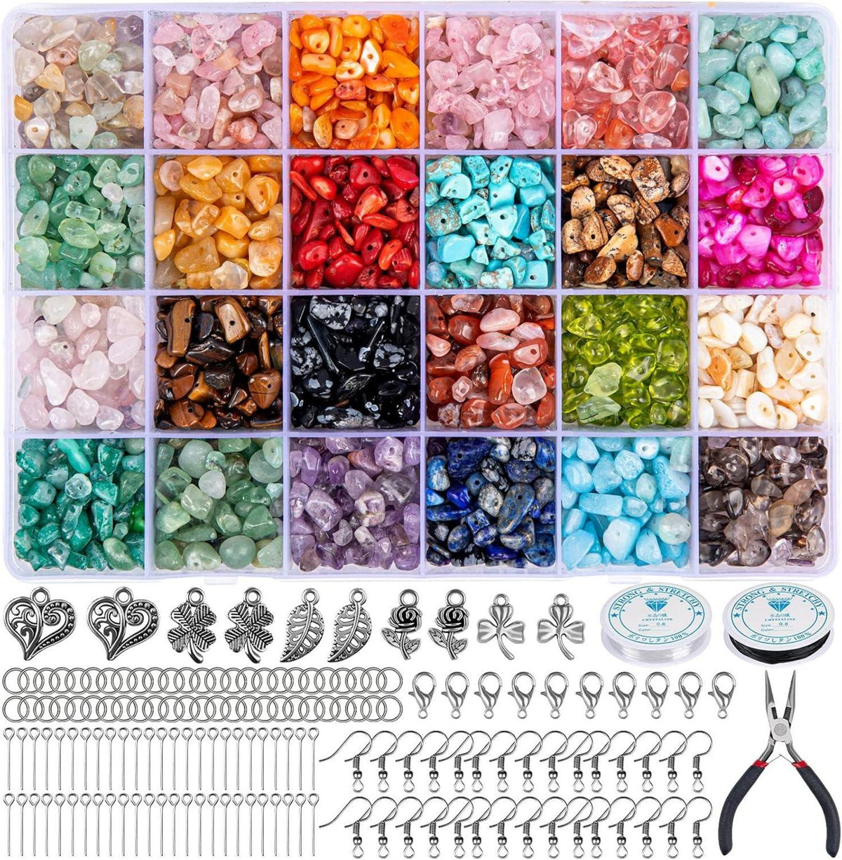 DIY Schmuck Set Natürliche Edelsteinperlen Ringe Basteln
