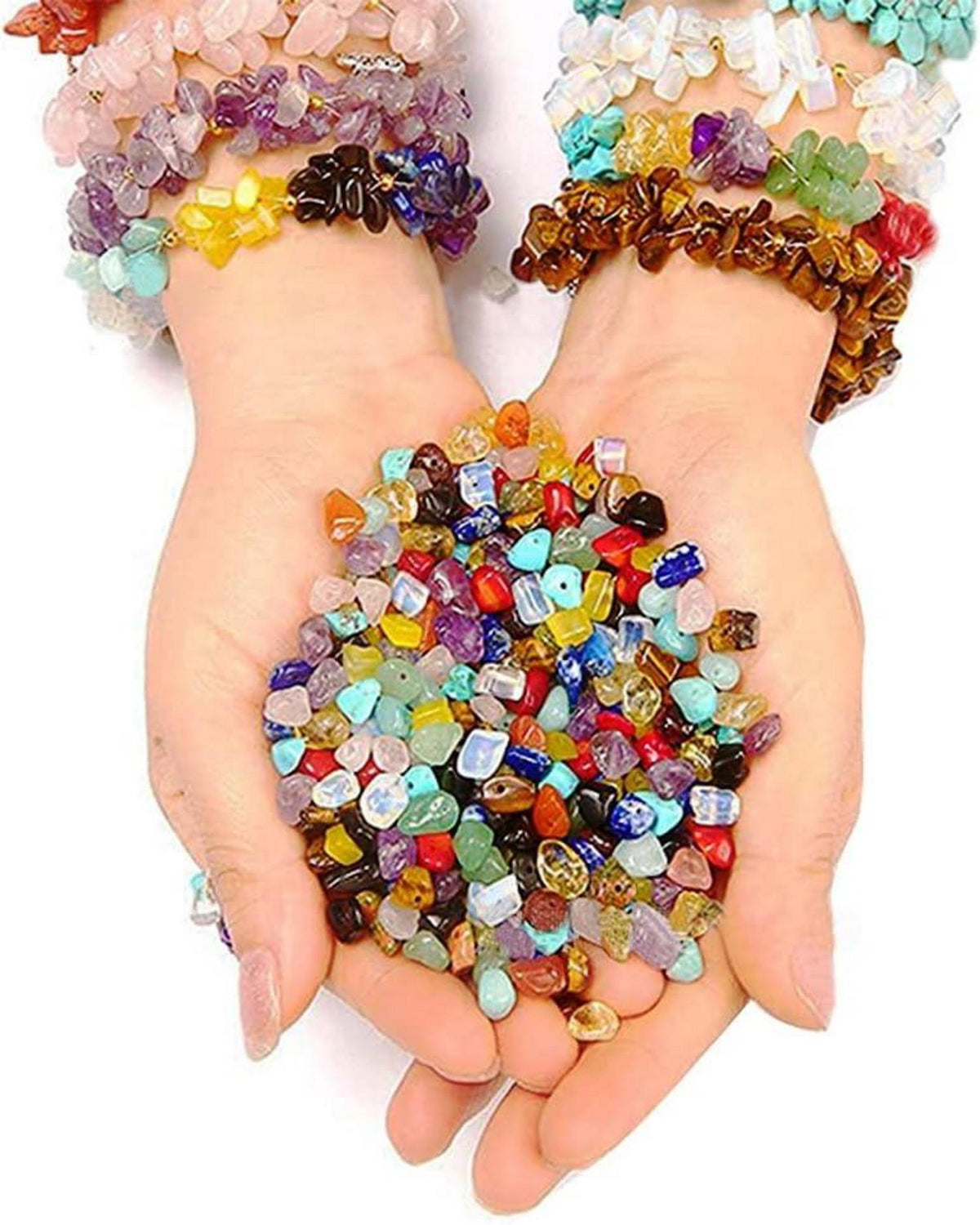 DIY Schmuck Set: 24 Farben Natursteinperlen, 5-7 mm, 1073 Stück, Ring Herstellung Kit