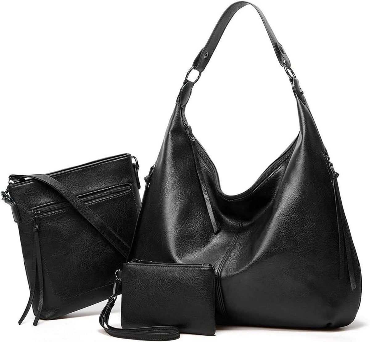 Vintage PU Leather Women's Tote Bag with Zipper and Shoulder Strap
