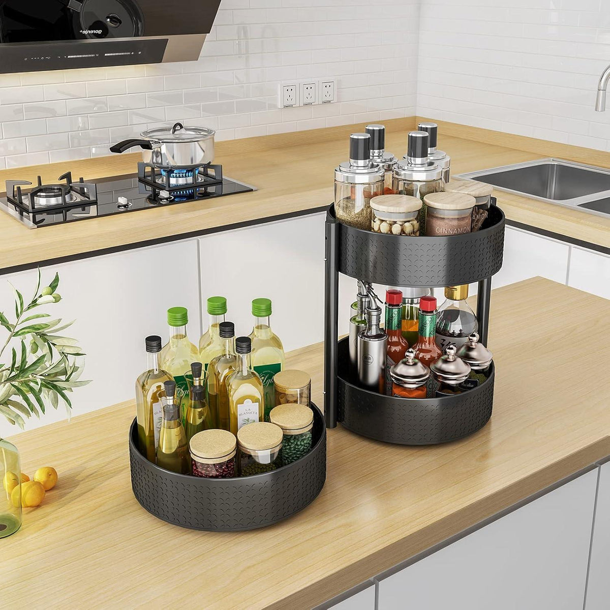 Drehbares Gewürzregal Lazy Susan Kohlenstoffstahl Organizer 1 Etage