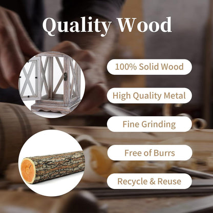 Holz Metall Laterne im Landhausstil, 2er Set, Antik Beige