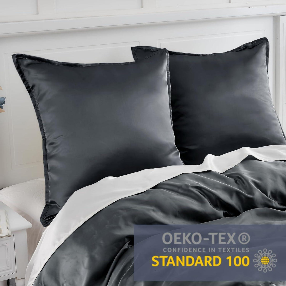 Satin Kissenbezug 80x80 2er Set Weich Silk Pillowcase Curly Haar