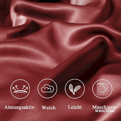 Satin Kissenbezug 80x80 2er Set Rot Seidenähnlicher Stoff