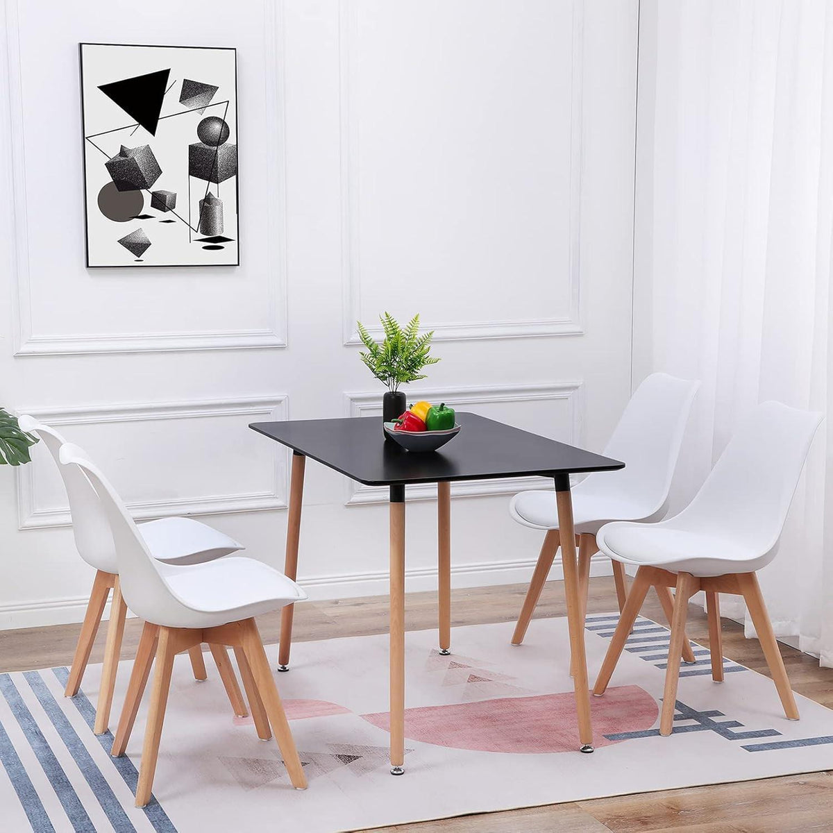 Esszimmer-Set: Küchentisch & 4 Stühle, Nordisches Design