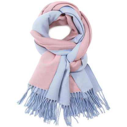 Damen Schal kuschelweich Karo Rosa Blau Elegant Komfortabel