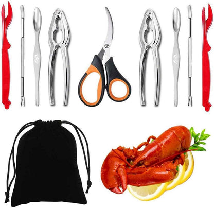 Meeresfrüchte-Werkzeug-Set mit Knackern, Schalen, Gabeln, Schere