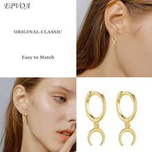 S925 Sterlingsilber Gold Mond Creolen Ohrringe 40mm/20mm