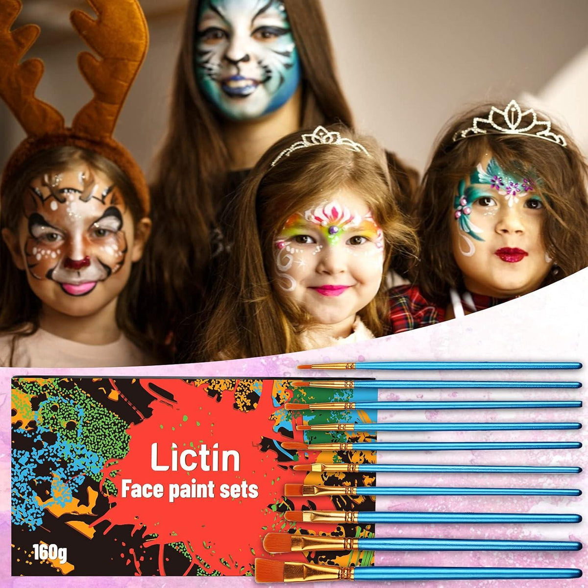 Lictin Face Bodypainting Farben Set 26 Wasserlösliche Farben, Körperfarben Karneval Kinderschminke Palette