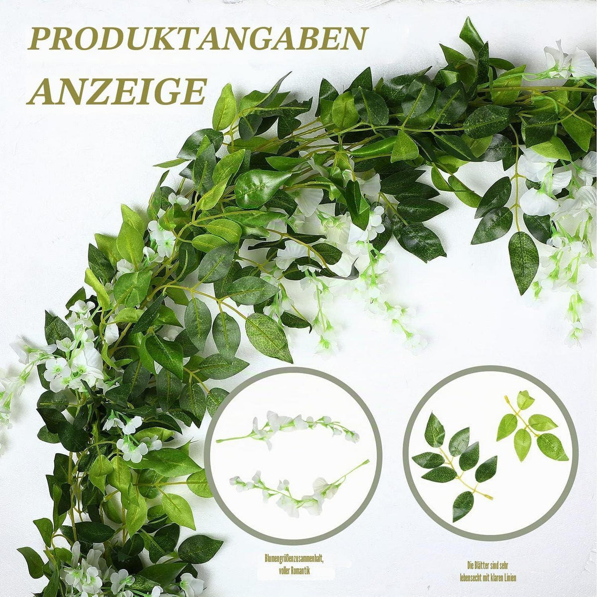 Künstliche Wisteria Girlande 26m – 4er Set für Deko